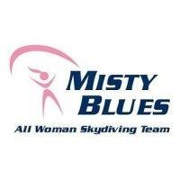 misty blues all women skydiving team logo image