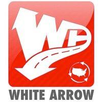 white arrow logo image